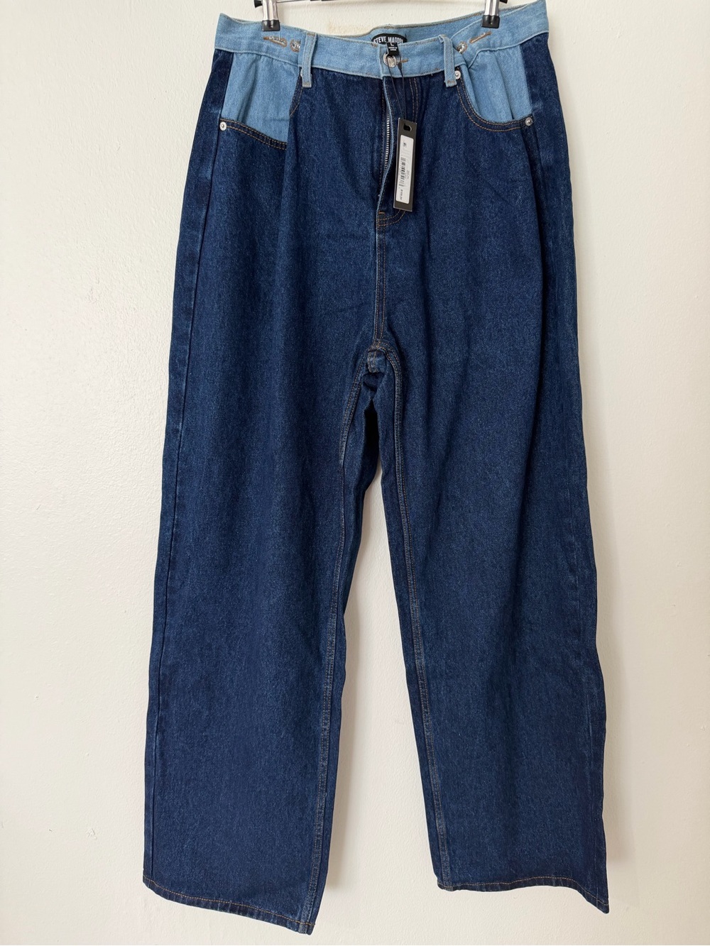 Steve Madden Two-Tone Blue Wide Leg Jeans - Picture 5 of 6